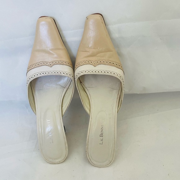 LK Bennett kitten heel mule sandal color block 38 - Picture 1 of 5